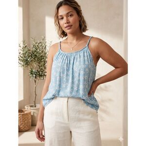 Gap Blue Floral Twist Strap Camisole Tank Top XL Boho Spring